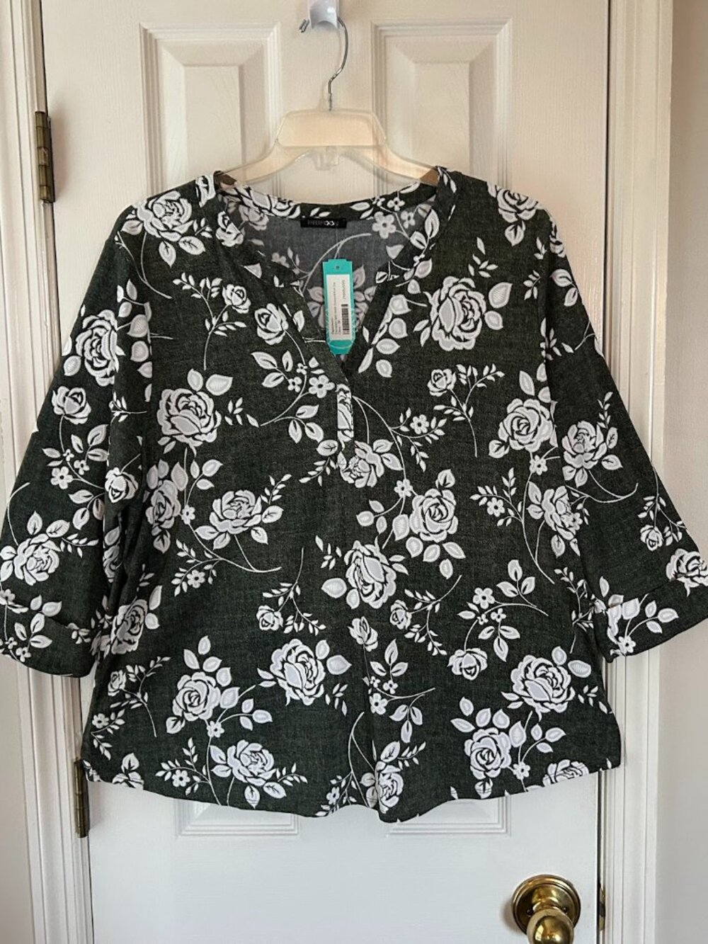 NWT Papermoon Clementa Split Neck Textured Knit Top Olive  Plus 3X Stitch Fix